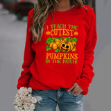 Halloween Costumes Pattern Printing Long Sleeve Crew Neck Sweater Female