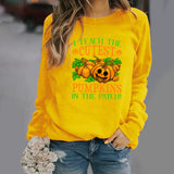 Halloween Costumes Pattern Printing Long Sleeve Crew Neck Sweater Female