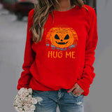 Halloween Costumes Pattern Printing Long Sleeve Crew Neck Sweater Female