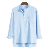 Camp Collar Shirt Stand Collar Long Sleeve Shirt