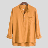 Camp Collar Shirt Stand Collar Long Sleeve Shirt