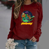 Halloween Costumes Pattern Printing Long Sleeve Crew Neck Sweater Female