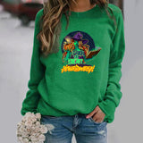 Halloween Costumes Pattern Printing Long Sleeve Crew Neck Sweater Female