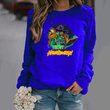 Halloween Costumes Pattern Printing Long Sleeve Crew Neck Sweater Female