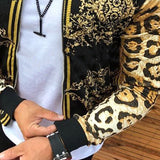 Men Winter Coats Man Fall Outfits Fall Men's Clothing Slim Leopard Print round Neck Casual Jacket Coat Men