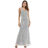 Burgundy Evening Dresses for Weddings Sexy V-neck Sequined Suspender Formal Dress Women's Dress