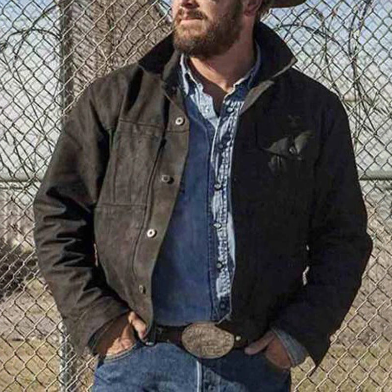 Men Winter Coats Man Fall Outfits Solid Color Trendy Single-Breasted Jacket Men's Coat