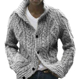 Baja Hoodie Cardigan Solid Color Polo Collar Long Sleeve Knitted Coat