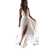 Women Lace Wedding Dress Women's Camisole Gown Split Dress