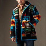 Men Winter Coats Man Fall Outfits Autumn and Winter Printed Fashion Polo Collar Woolen Jacket Coat for Men