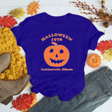 Halloween Costumes Pumpkin Print Pattern Short Sleeve T-shirt for Women