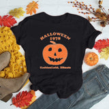 Halloween Costumes Pumpkin Print Pattern Short Sleeve T-shirt for Women