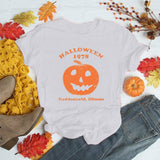 Halloween Costumes Pumpkin Print Pattern Short Sleeve T-shirt for Women
