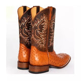 Justin Yellowstone Boots Western Cowboy Exotic Embroidered Leather Boots Mid Heel Square Toe Men'S Boots