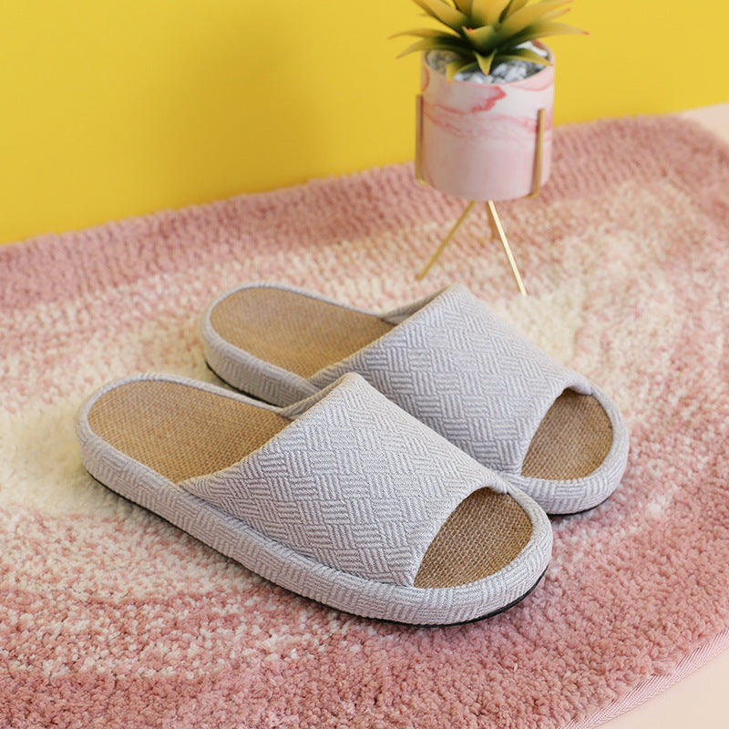 Cotton Slides Linen Platform Floor Slippers Four Seasons Indoor Home Cotton and Linen Slippers