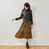 Gloria Vanderbilt Stand-up Collar Puff Sleeve Long Floral