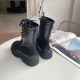 Platform Heels for Women Black Short Boots