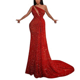 Burgundy Evening Dresses for Weddings Women's Dress Slim-Fit Dress