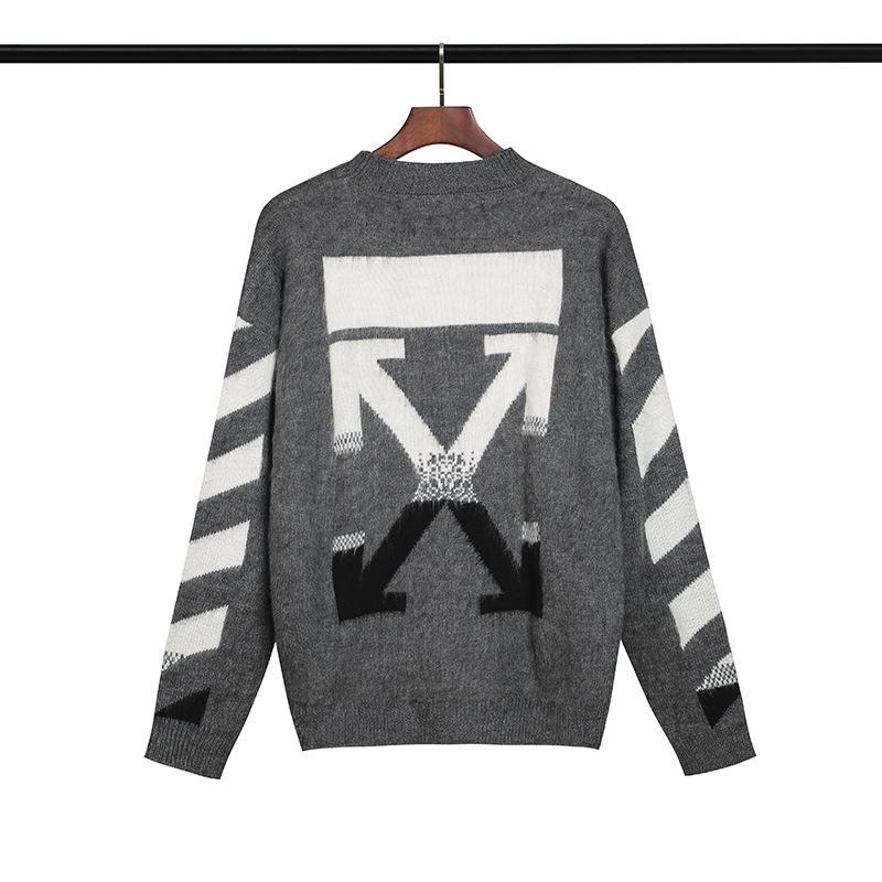 Off White Autumn And Winter Men'S And Women'S Loose Ow Knitted Sweater Large Size Casual Men'S Clothing Owt
