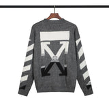 Off White Autumn And Winter Men'S And Women'S Loose Ow Knitted Sweater Large Size Casual Men'S Clothing Owt
