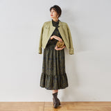 Gloria Vanderbilt Stand-up Collar Puff Sleeve Long Floral