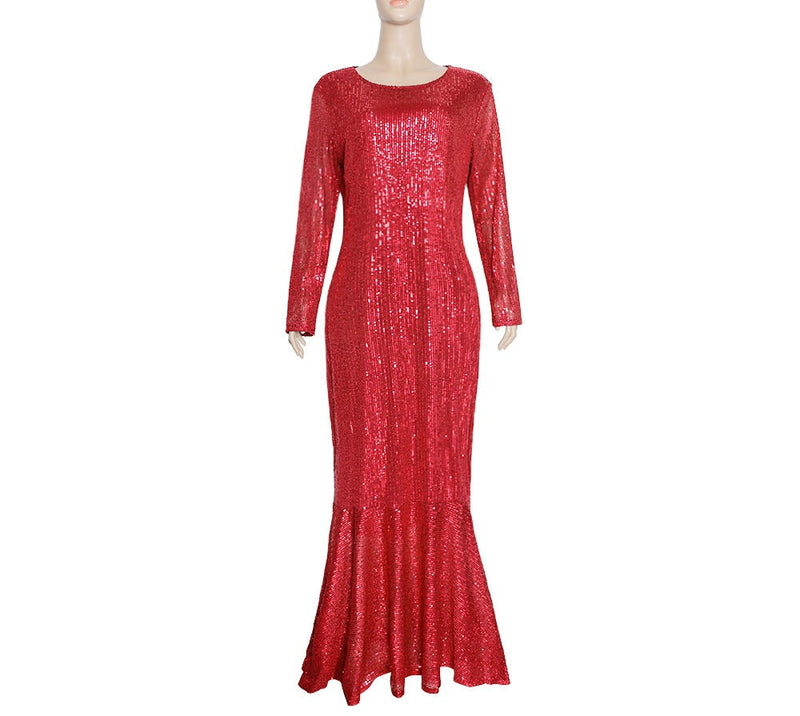 African Women's Wear Embroidered Long Sleeve Party Dress Long Skirt Fishtail Skirt African Dashiki Ankara Styles Dress