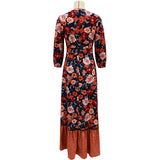 Romany Gypsy Outfits Long Sleeve Vintage Print Dress Maxi Dress