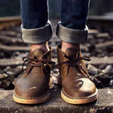 Desert Boots Spring and Autumn Leather British Style Desert Boots Boots Men's Mid-Top Lace-up Cow Leather Martin Worker Boot Men