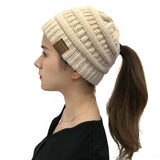 Winter Hats Autumn and Winter CC Wool Hat Hollow Slit Knitted Hat