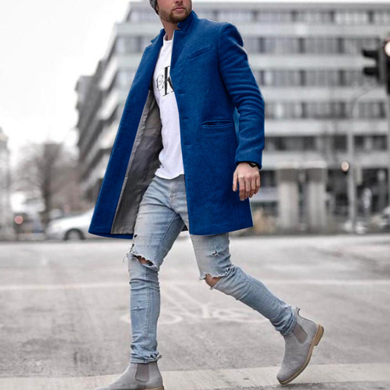 Mens Winter Coats Man Fall Outfits Men's Thickened Warm Coat Cross-Border Fall Winter Fashion Solid Color