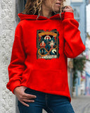 Halloween Costumes Pattern Printed Long-Sleeved Hooded Sweater for Women