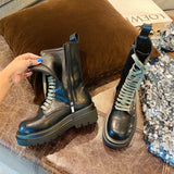 Platform Heels for Women Autumn and Winter Fashion Zipper round Head Ankle Boots