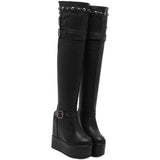 Platform Heels for Women Slimming Rivet Boots