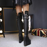 Platform Heels for Women Slimming Rivet Boots