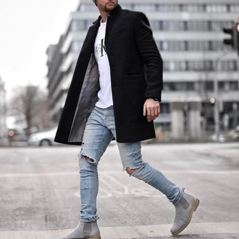 Mens Winter Coats Man Fall Outfits Men's Thickened Warm Coat Cross-Border Fall Winter Fashion Solid Color