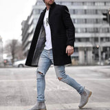 Mens Winter Coats Man Fall Outfits Men's Thickened Warm Coat Cross-Border Fall Winter Fashion Solid Color