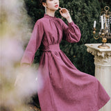 MIDI Mauve Cocktail Dress Vintage Purple Dress Spring and Autumn Gentle
