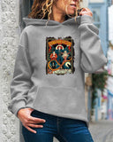 Halloween Costumes Pattern Printed Long-Sleeved Hooded Sweater for Women