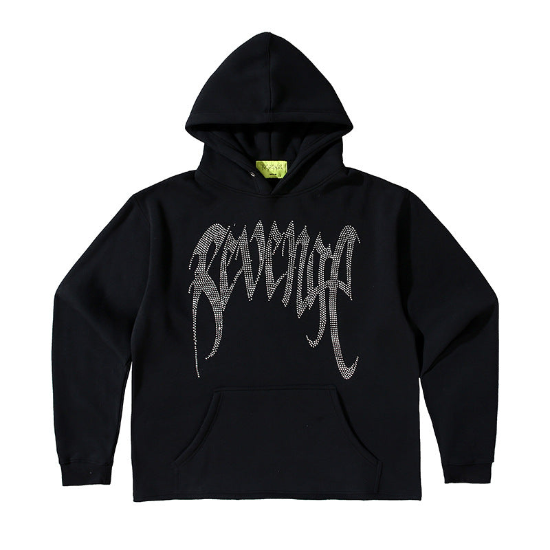 Kanye West Sunday Service Hoodie Avengers Letters Rhinestone Printing Casual Hooded Sweater