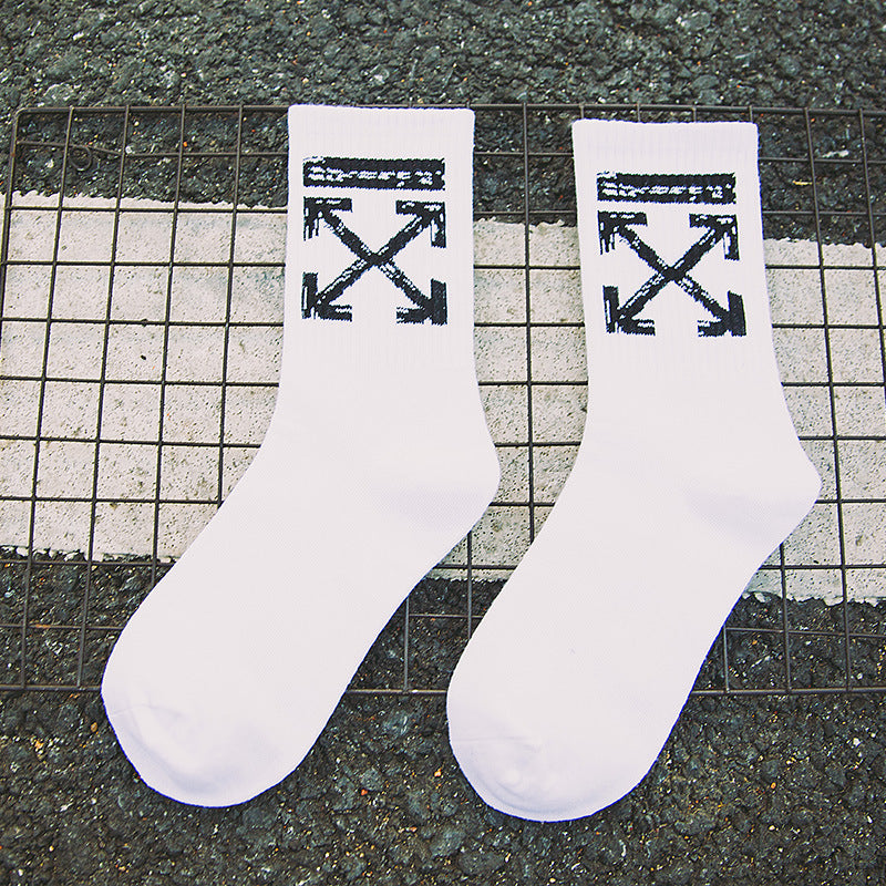 Off White Socks Men's Skateboard Hip Hop Basketball Sweat Absorbing Sports Autumn and Winter