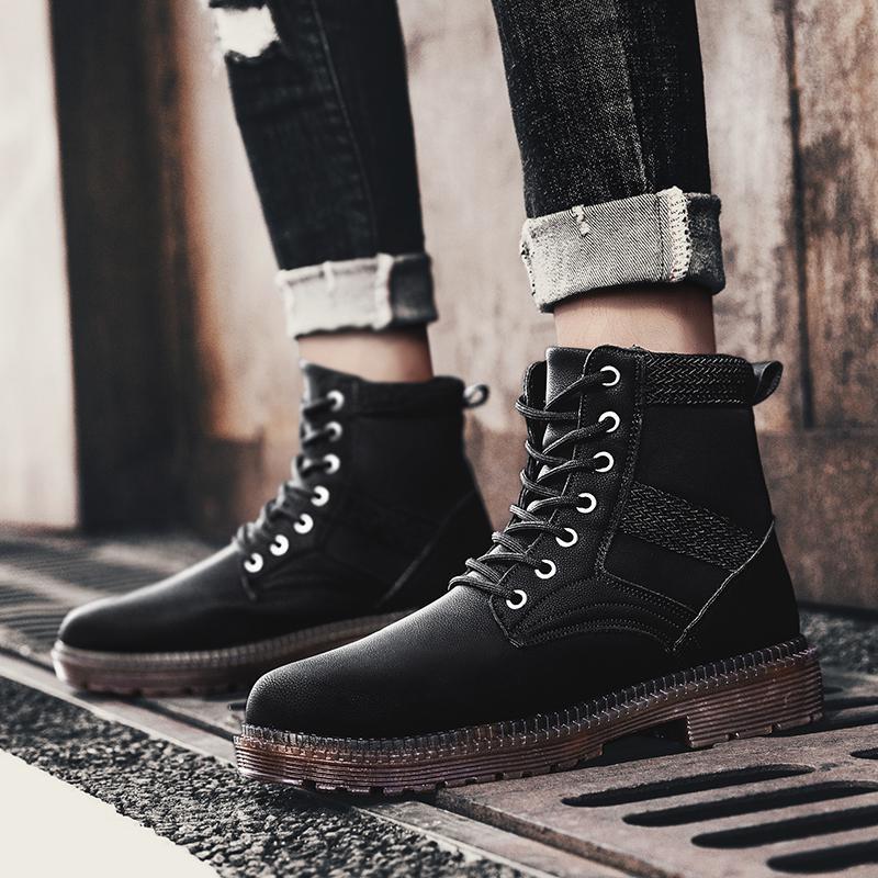 Men's Boots Work Boot Men Casual Hiking Boots Autumn and Winter Dr. Martens Boots Men's Trendy Mid-Top