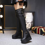 Platform Heels for Women Slimming Rivet Boots