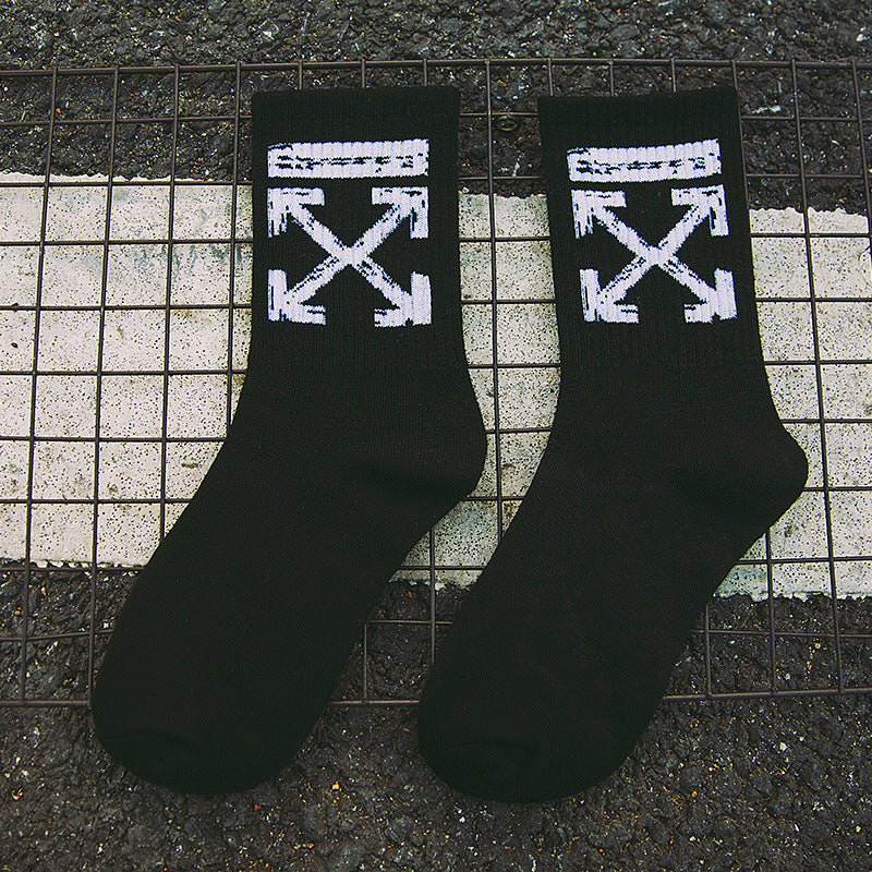 Off White Socks Men's Skateboard Hip Hop Basketball Sweat Absorbing Sports Autumn and Winter