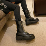 Platform Heels for Women Autumn and Winter Fashion Zipper round Head Ankle Boots