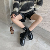 Platform Heels for Women Black Short Boots
