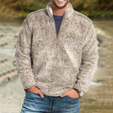 Mens Sweaters Man Fall Outfits Men's Tops Casual Loose Solid Color Stand-up Collar Thick Sweatshirt Men