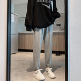 Grey Sweatpants Sports Pants Female Autumn and Winter Loose Slimming Casual