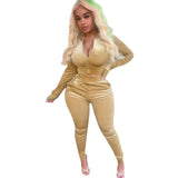 Velour Tracksuit Gold Velvet Sports and Leisure Suit