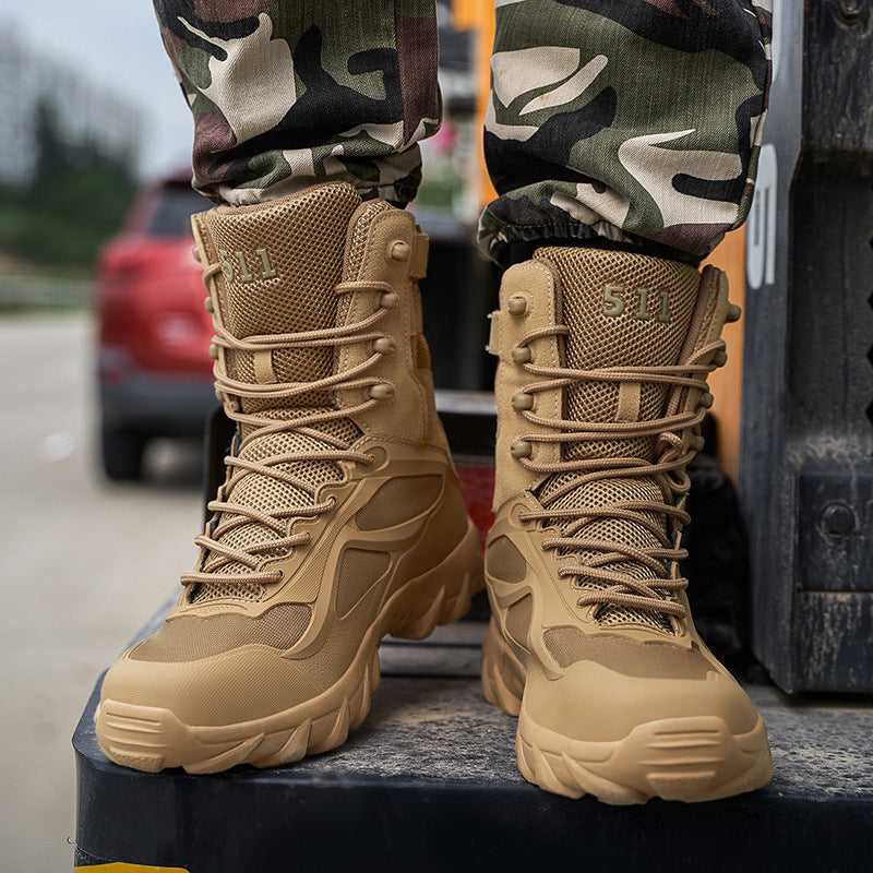 King Shoes plus Size High-Top Military Boots Male Outdoor Climbing Boots Special Forces Tactics Combat Boots Desert Workwear Boots