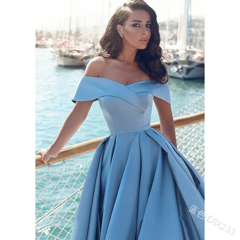 Kendall Jenner Wedding Guest Dress Solid Color off-Shoulder Elegant Evening Dress